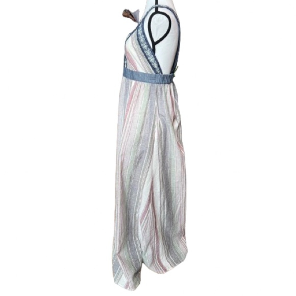 THML Women’s Multicolor Striped Maxi Dress Size Large Bohemian Embroidered New - Picture 2 of 11